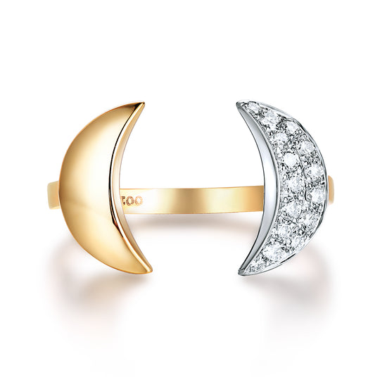 Star&Moon 18K Gold Diamond Ring